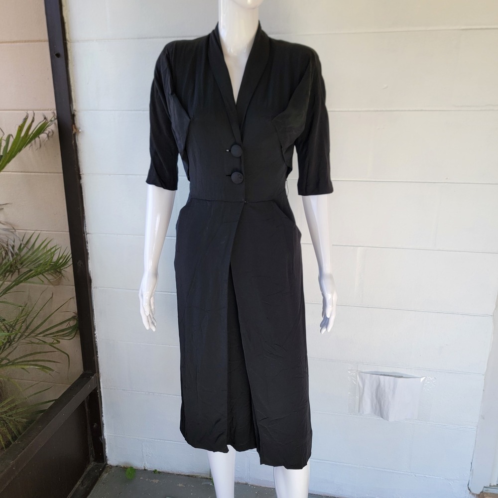 VTG 40s Dorothy O'Hara Fashion Forecast Black Dress Women XS Noir Tailored